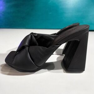 Open Edit Black Knot Heel Mules Womens Sandals Minimalist Chic Streetwear Size 6